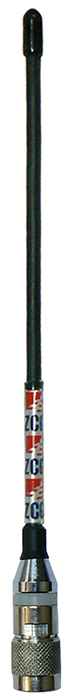 UHF flexible portable ‘stubby’ whip, black, 400-520MHz, field tune 10MHz, TNC male, 25W, 2.1dBi – 195mm