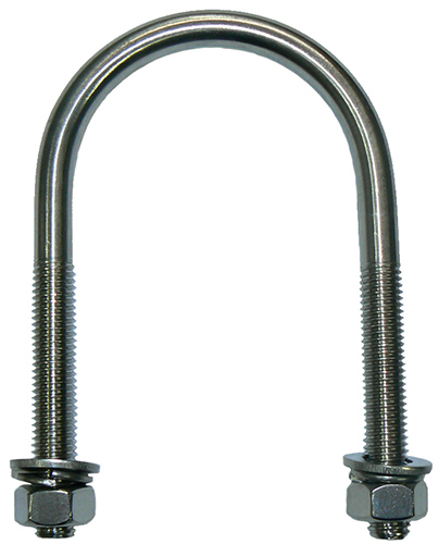 316 stainless steel U-bolt, incl. nuts/washers – M12 x 1.75 x 70mm thread with 76mm x 130mm capability