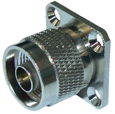 N-type male square flange mount connector plug with receptacle