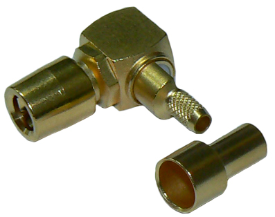 75 Ohm right-angle SMB female solder pin crimp connector plug for RG179