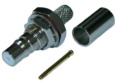 QMA ‘quick-lock’ female bulkhead connector jack for RG58 low loss coaxial cable